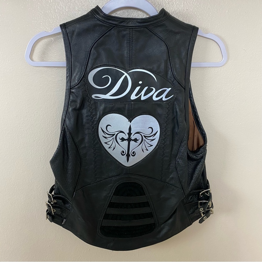 Icon Diva Heart Motorcycle Leather Vest View 3